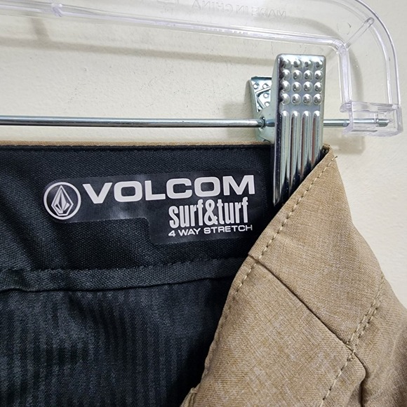 Volcom frikin cross shred static hybrid shorts in dark khaki men's size 30 - Picture 8 of 10